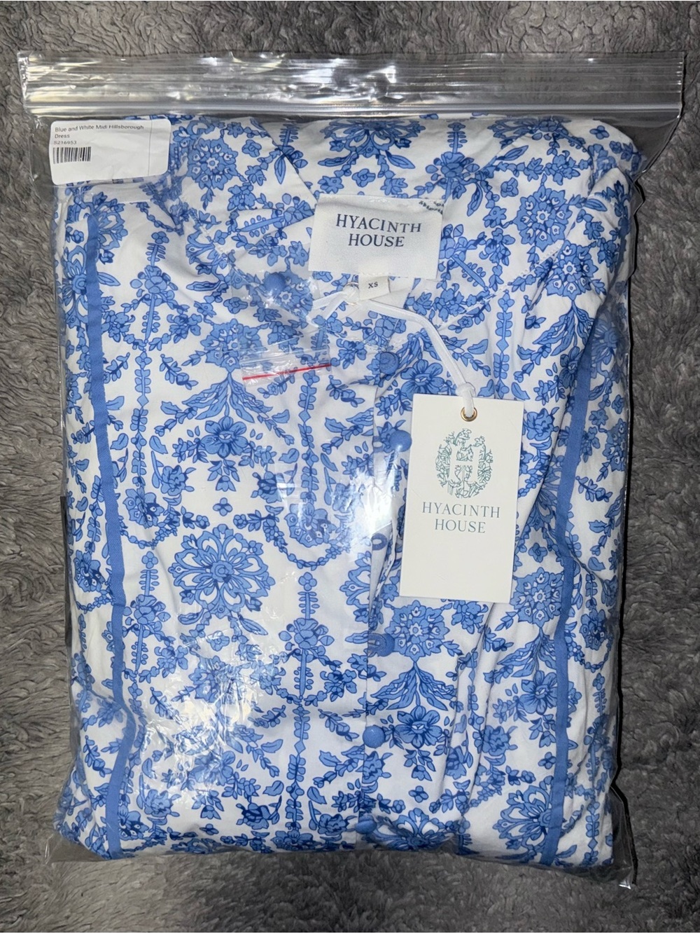 HYACINTH HOUSE BLUE AND WHITE MIDI HILLSBOROUGH DRESS - Picture 6 of 11